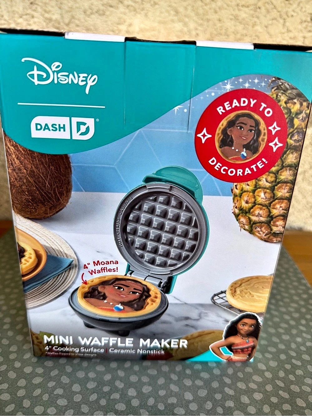 Disney Dash Moana Mini Waffle Maker Mini Waffle Maker Blue NWT